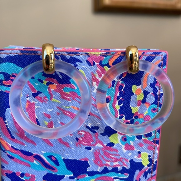 Frosted Lucite Door Knocker Earrings - Picture 9 of 16